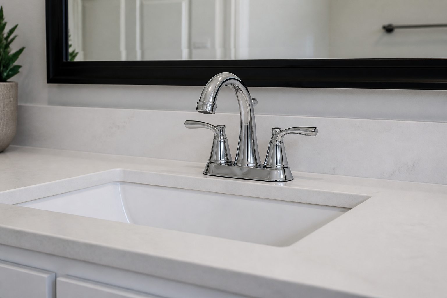 Finished chrome bathroom faucet install