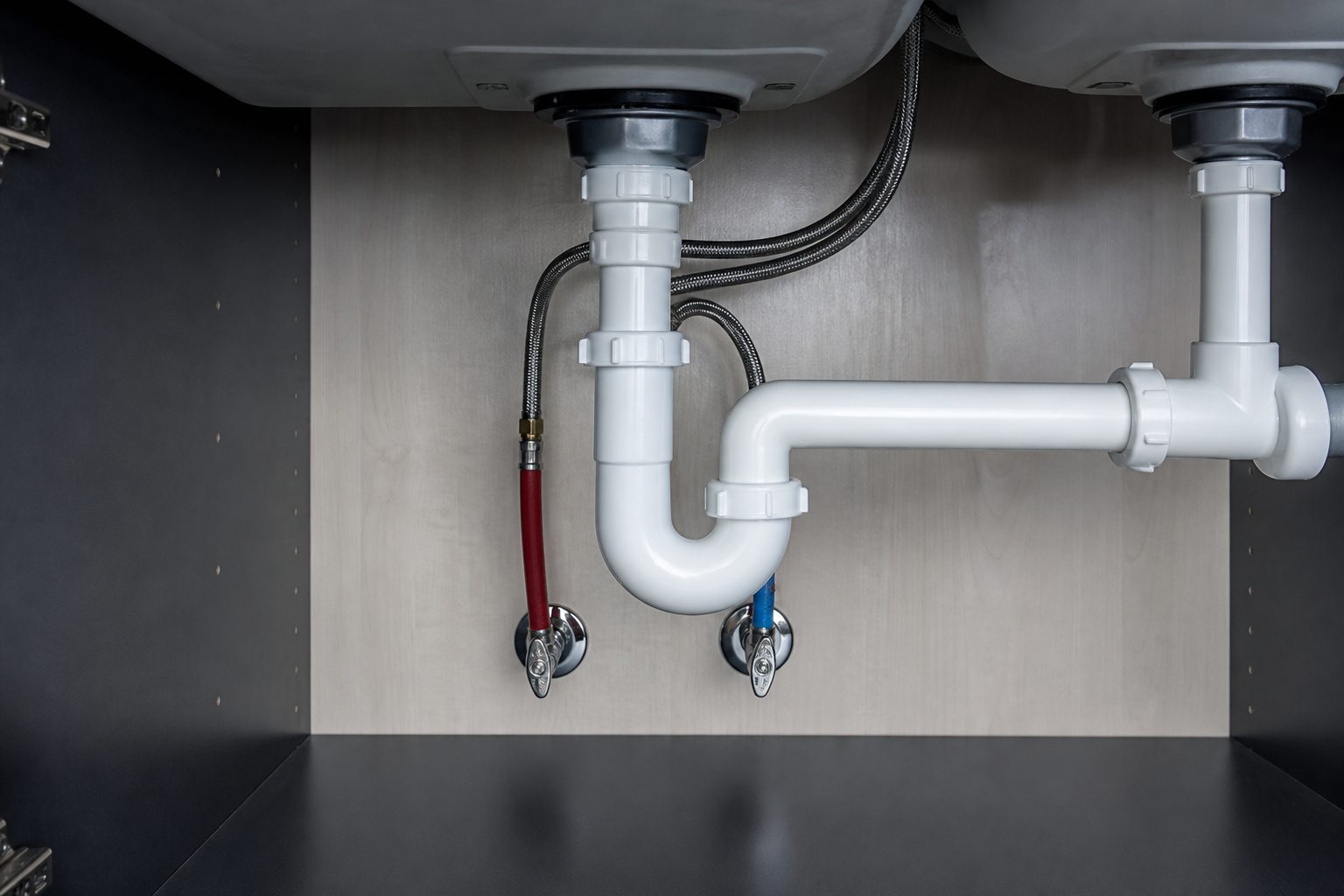 Clean under-sink PVC and supply lines